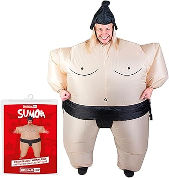 AirSuit® Disfraz de Sumo Inflable | Traje Inflable Peculiar | Tamaño Adulto 160 a 190cm | Poliéster Cómodo | Resistente | Sistema de inflación Incluido | OriginalCup®